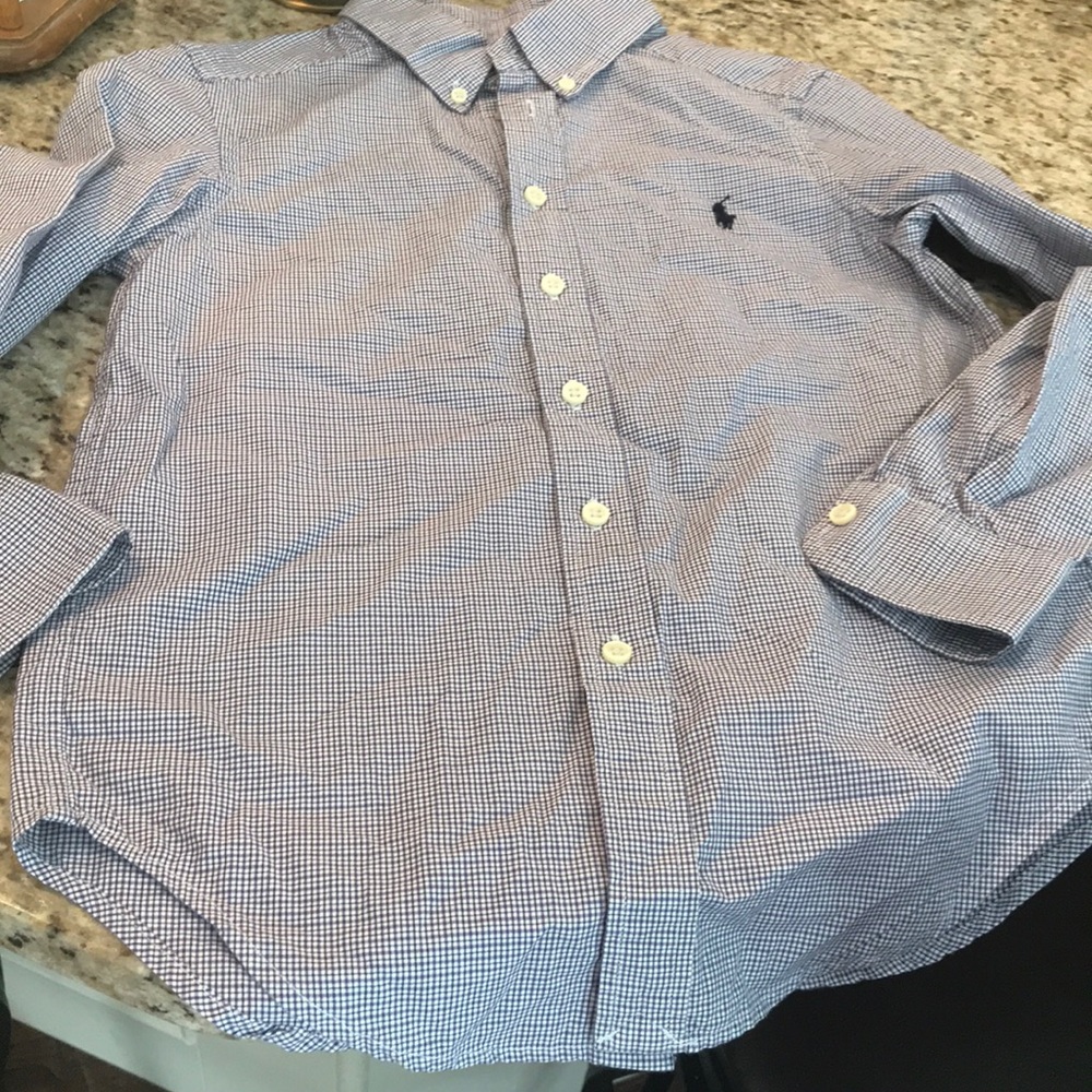 Small (8) boys Ralph Lauren purple/white check